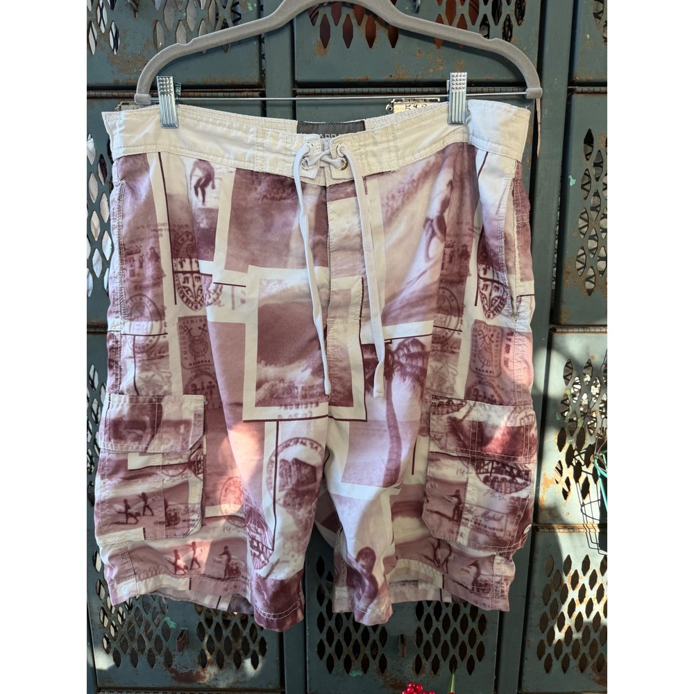 US Apparel Mens Board Shorts Swim Trunks Surfer Graphic Cargo Pockets Large